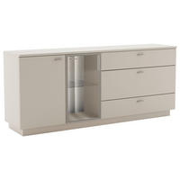 TÁLALÓSZEKRÉNY 192/81/44 cm  - bézs/ezüstszínű, Design, műanyag/faalapú anyag (192/81/44cm) - Livetastic