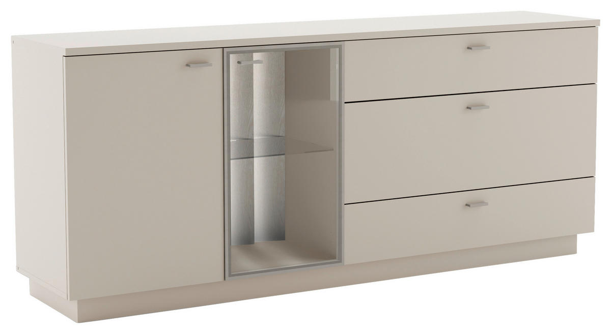 TÁLALÓSZEKRÉNY 192/81/44 cm  - bézs/ezüstszínű, Design, műanyag/faalapú anyag (192/81/44cm) - Livetastic