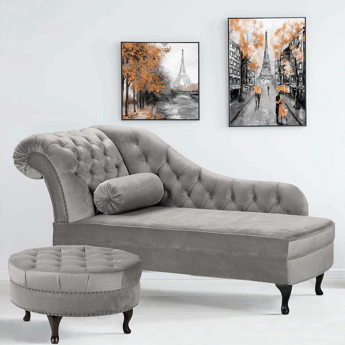 HOCKER Textil Grau  - Braun/Grau, Design, Holz/Textil (80/45/80cm) - Livetastic