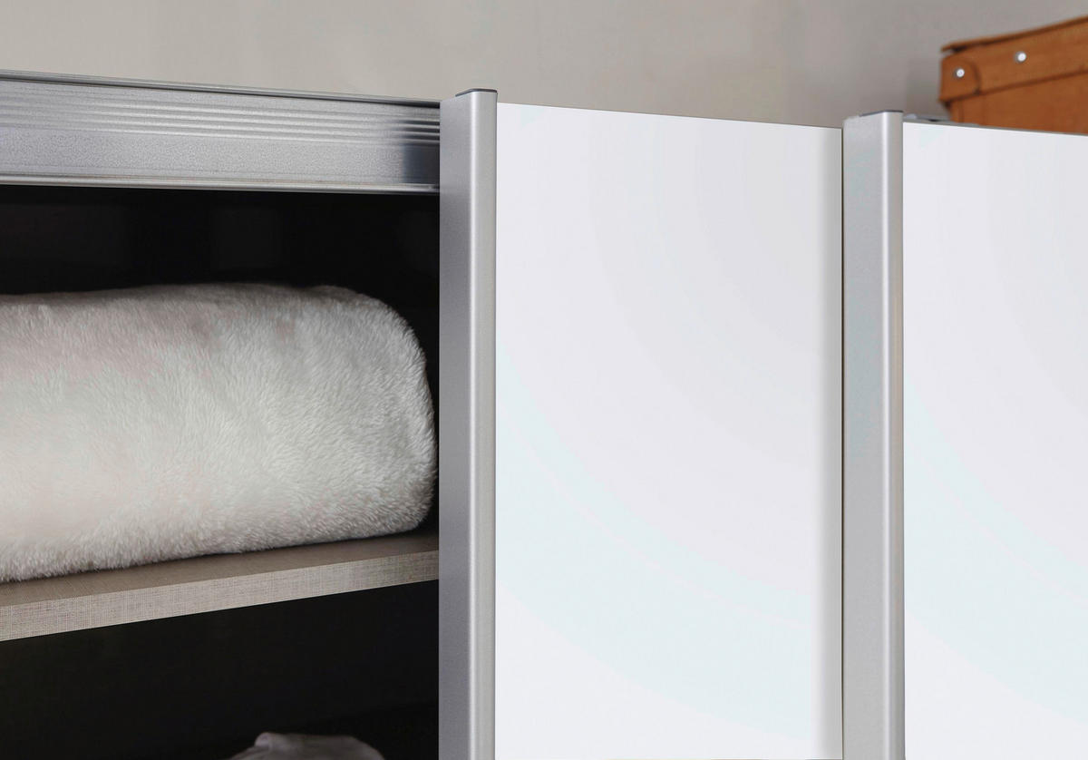 SCHWEBETÜRENSCHRANK in Weiss  - Weiss/Alufarben, Modern, Holzwerkstoff (175/210/59cm) - Rauch Möbel