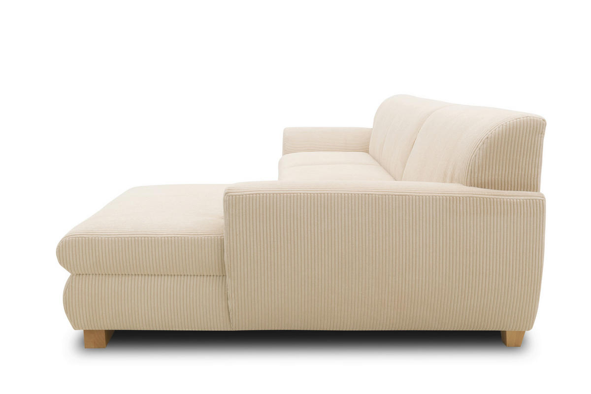 ECKSOFA NIKA Creme Webstoff  - Silberfarben/Creme, Basics, Holz/Textil (277/156cm) - MID.YOU