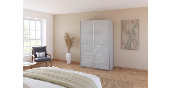 SCHWEBETÜRENSCHRANK  in Seidengrau  - Seidengrau/Alufarben, KONVENTIONELL, Glas/Holzwerkstoff (181/210/62cm) - Xora