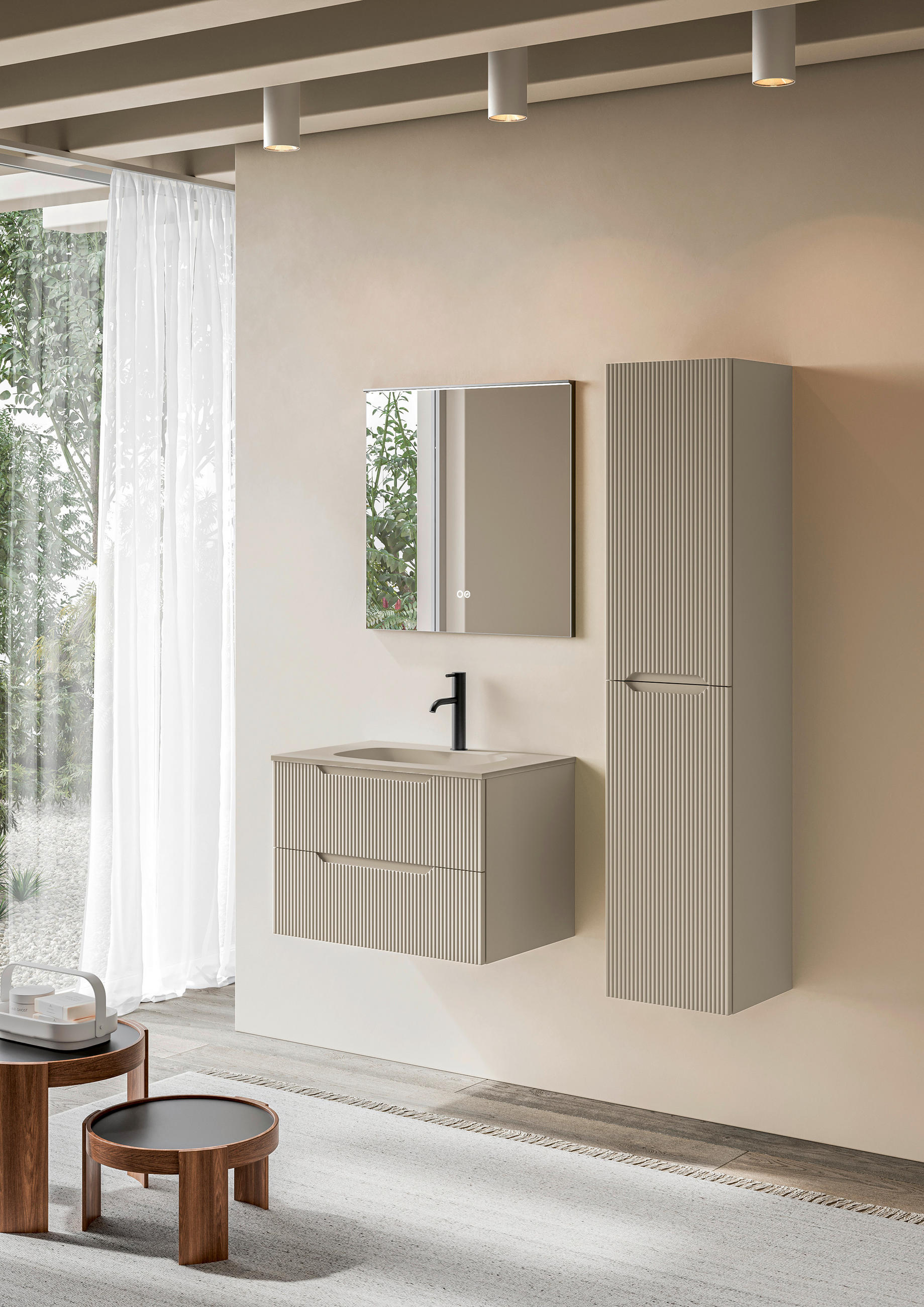 BADEZIMMER 3-teilig  in 70 cm  - Seidengrau/Weiß, KONVENTIONELL, Holzwerkstoff/Stein (70cm) - Belluti
