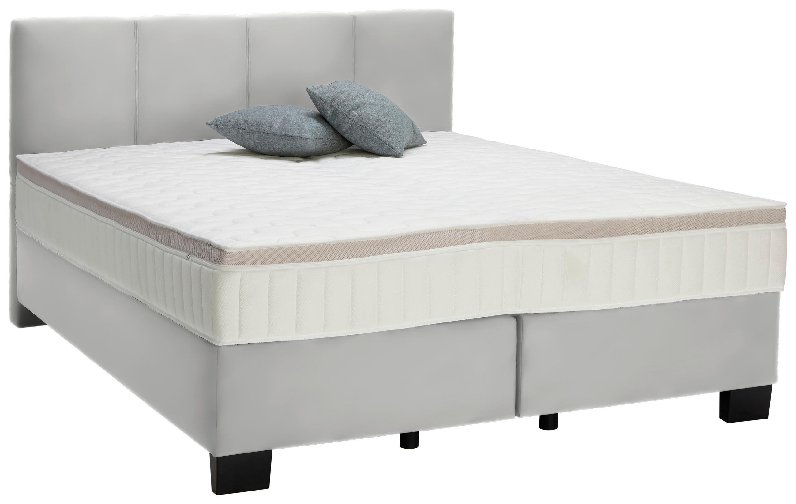 BOXSPRINGBETT 160/200 cm  in Hellgrau  - Hellgrau/Schwarz, Design, Kunststoff/Textil (160/200cm) - Hom`in