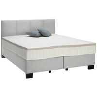 BOXSPRINGBETT 180/200 cm  in Hellgrau  - Hellgrau/Schwarz, Design, Kunststoff/Textil (180/200cm) - Hom`in