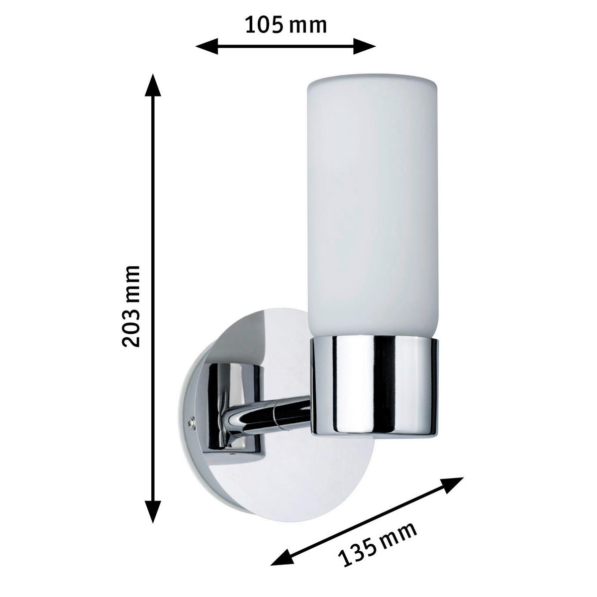 WANDLEUCHTE Eleon 10,5/13,5/20,3 cm   - Chromfarben/Weiß, Basics, Glas/Metall (10,5/13,5/20,3cm) - Paulmann