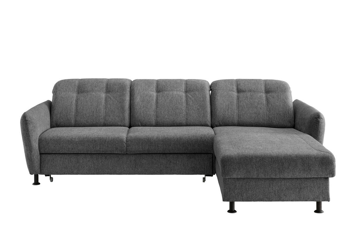 ECKSOFA in Chenille Anthrazit  - Anthrazit/Schwarz, Modern, Textil/Metall (267/184cm) - Livetastic