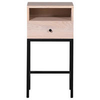 SÄNGBORD i faner ek ek Bianco  - ek Bianco/svart, Modern, metall/trä (28/70/35cm) - Niels Andersson