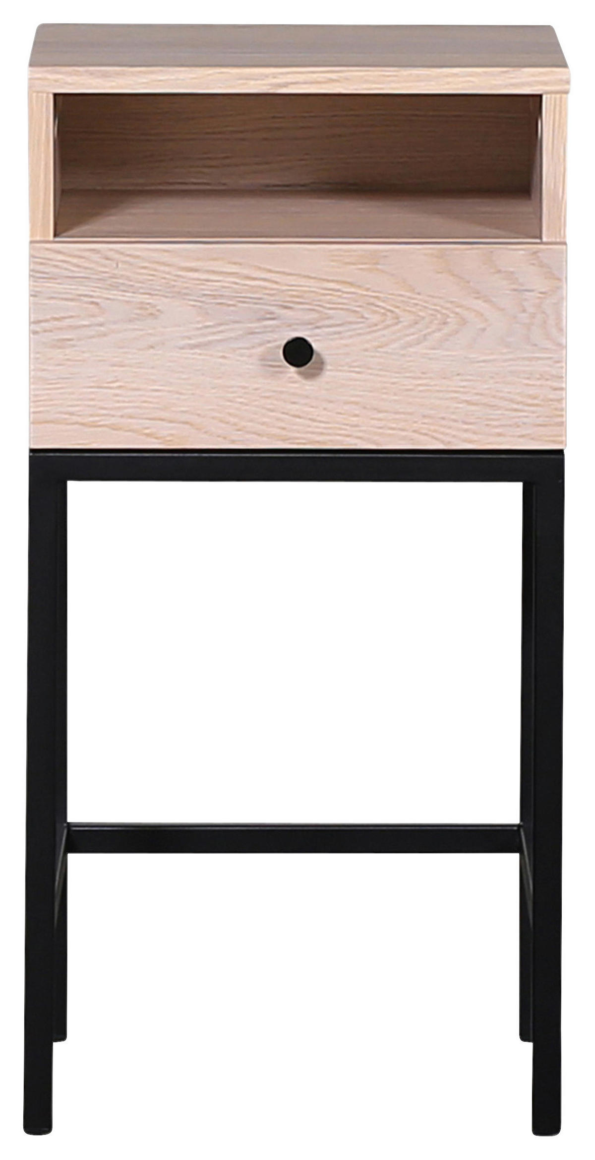 SÄNGBORD i faner ek ek Bianco  - ek Bianco/svart, Modern, metall/trä (28/70/35cm) - Niels Andersson