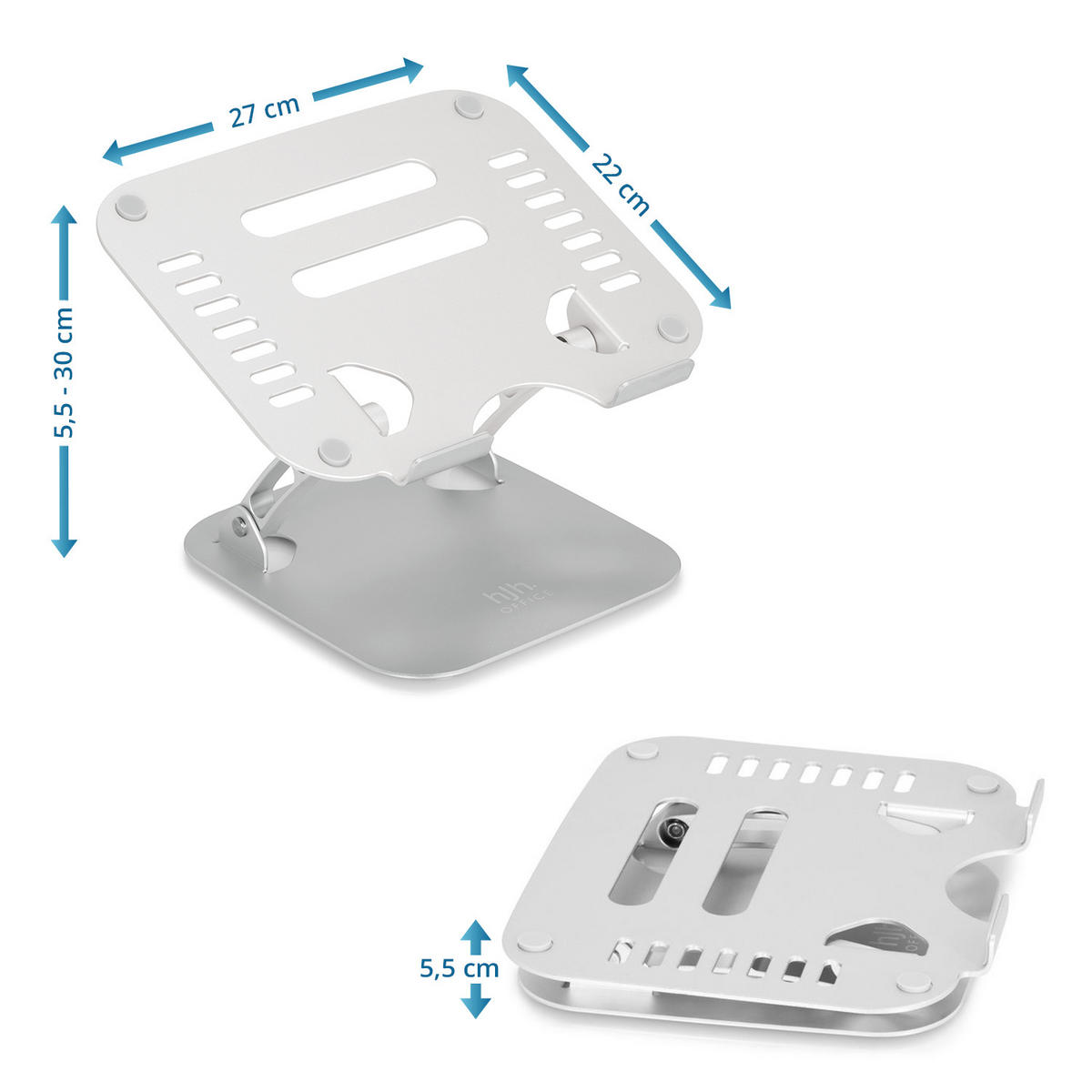 LAPTOP-HALTERUNG Metall Silberfarben  - Silberfarben, Basics, Metall (27/5,5/22cm) - MID.YOU