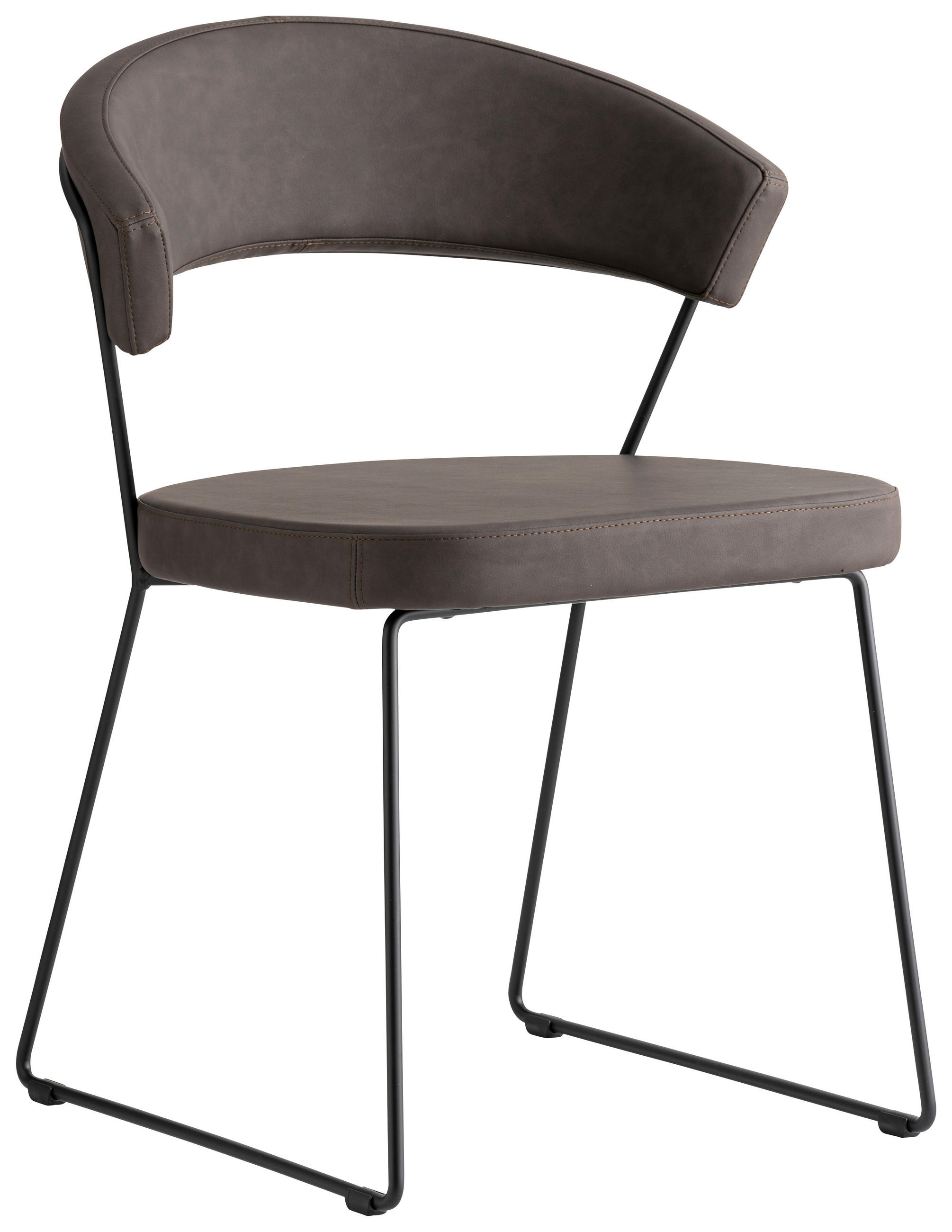 STUHL - Dunkelbraun/Schwarz, Design, Textil/Metall (57/75,5/52cm) - Connubia 