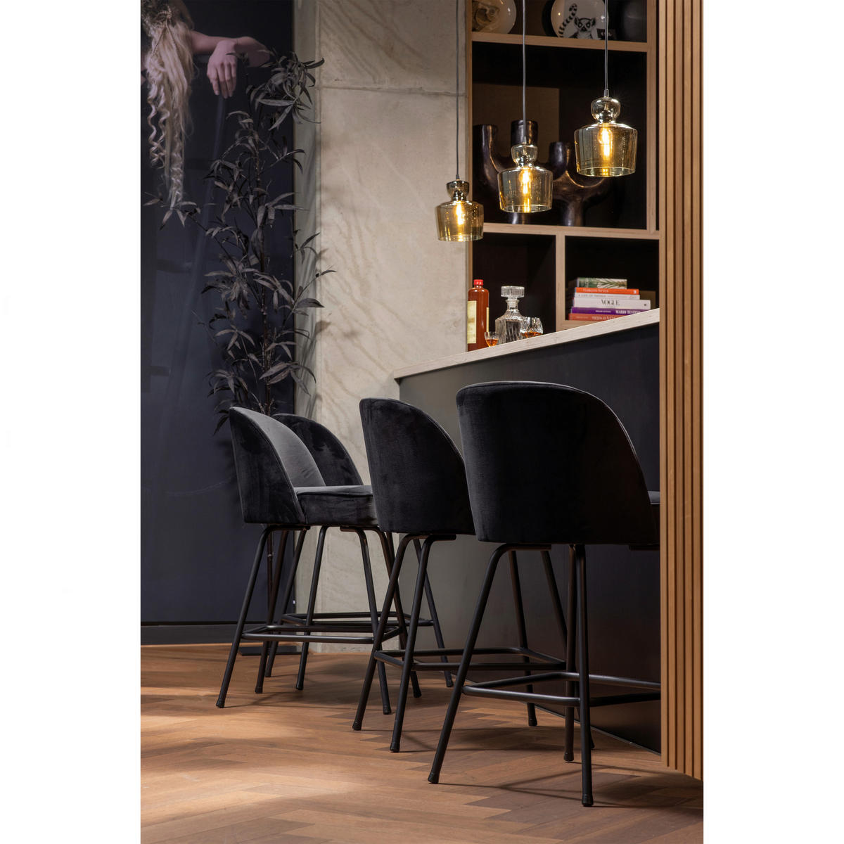 TRESENSTUHL in Schwarz  - Schwarz, MODERN, Textil/Metall (50/89/55cm) - Livetastic