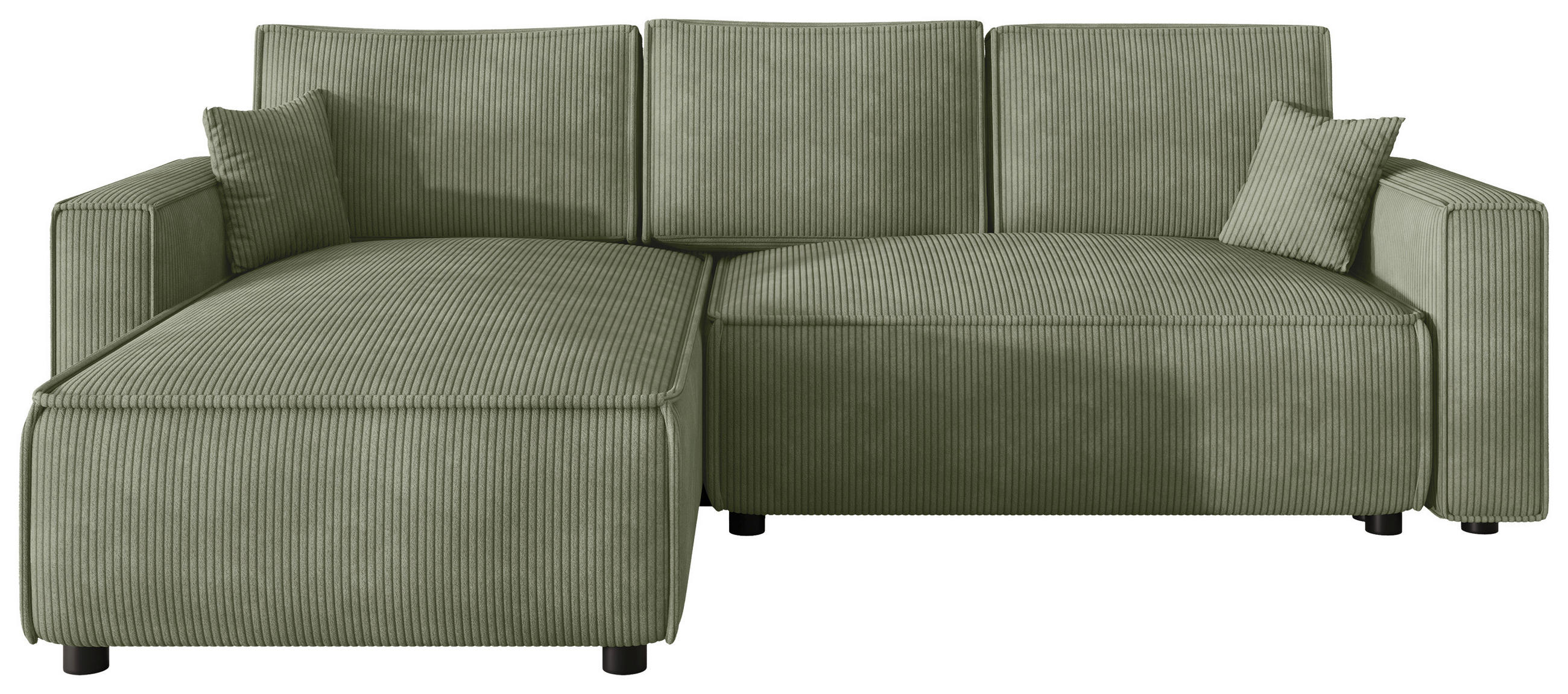 ECKSOFA  in Cord Salbeigrün  - Salbeigrün/Schwarz, MODERN, Kunststoff/Textil (190/280cm) - Carryhome