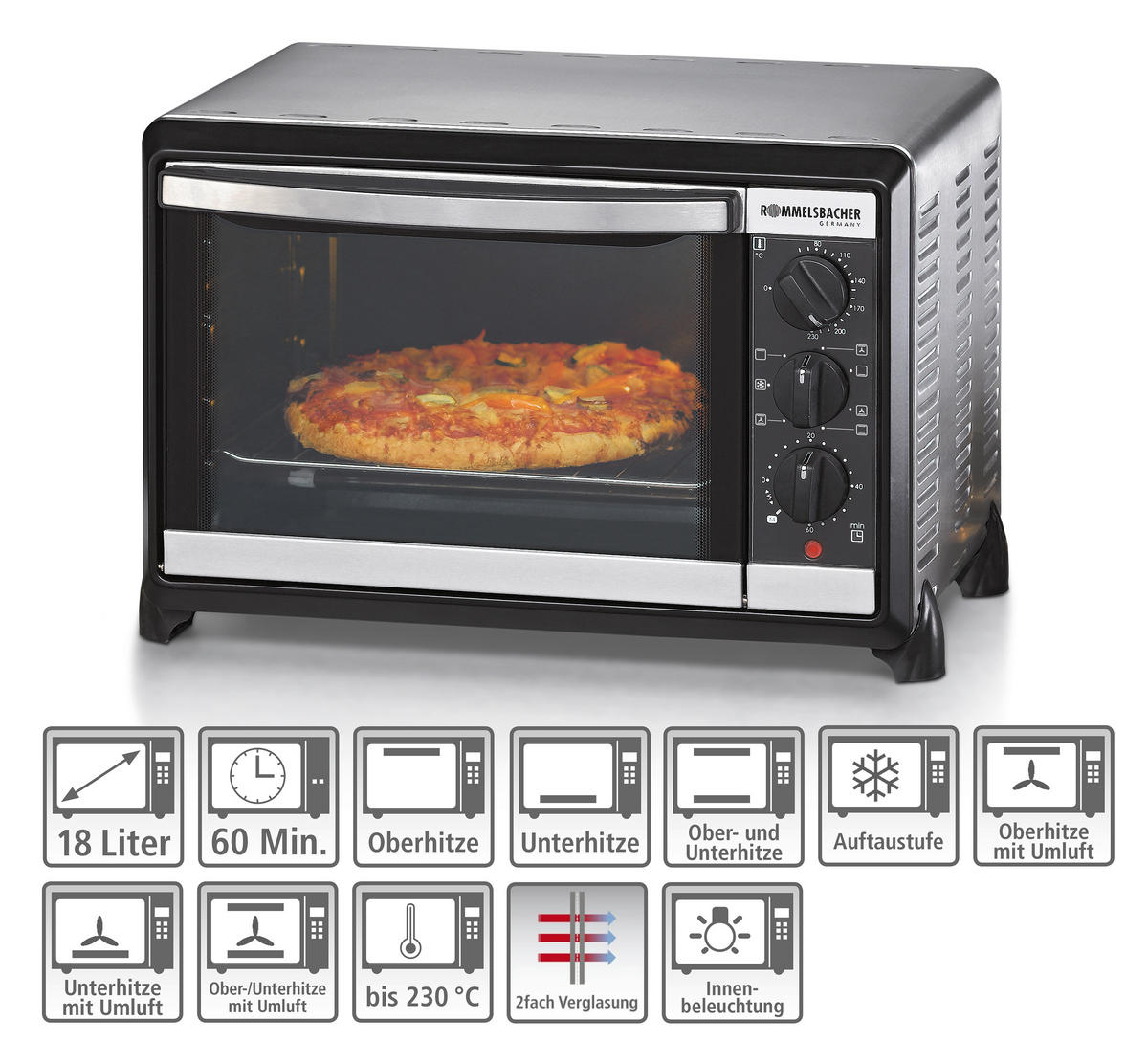 MINIBACKOFEN  - Schwarzchrom, Basics, Metall (44/28,5/33,5cm) - Rommelsbacher
