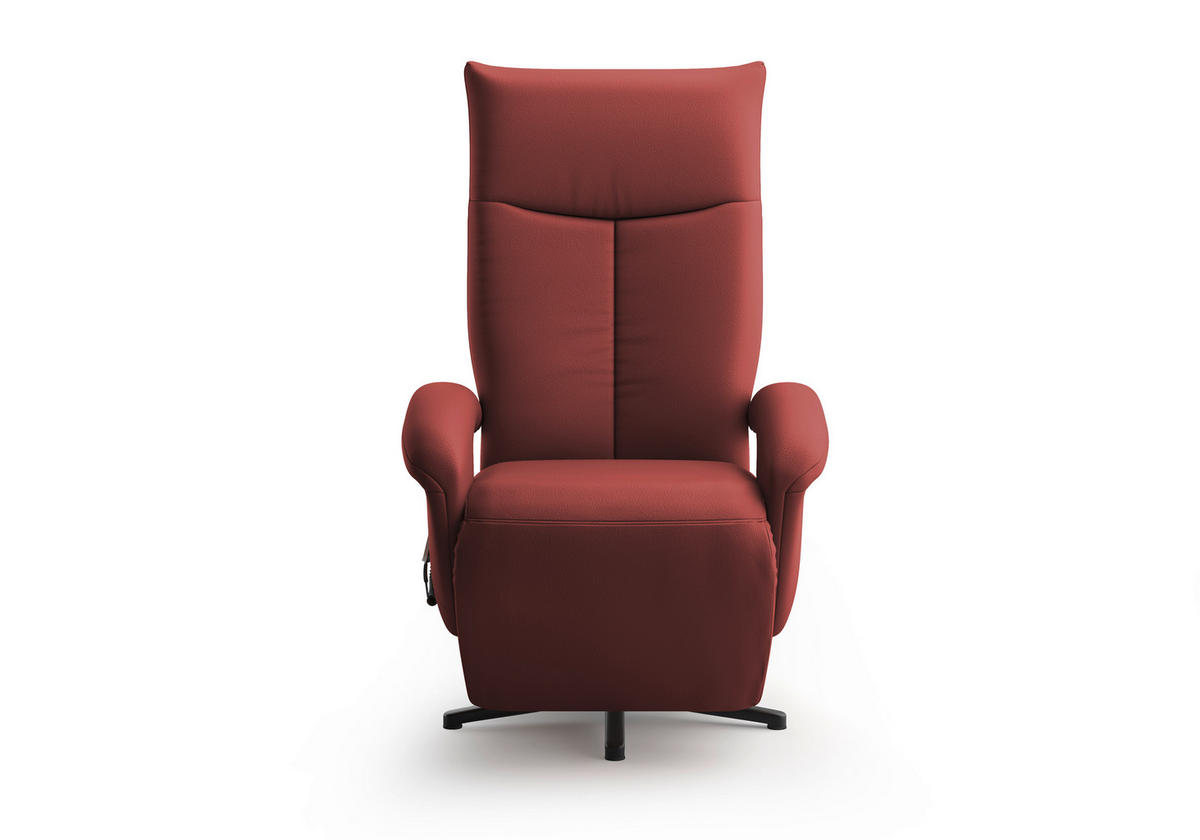 SESSEL in Echtleder Rotbraun  - Rotbraun/Schwarz, Konventionell, Leder/Metall (74/112/82cm) - Sit & More