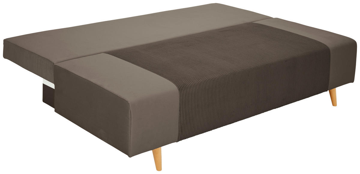 ZOFA S POSTELJNO FUNKCIJO,  rjava tekstil  - krem barve/barve bukve, Konvencionalno, tekstil/les (191/92cm) - Carryhome