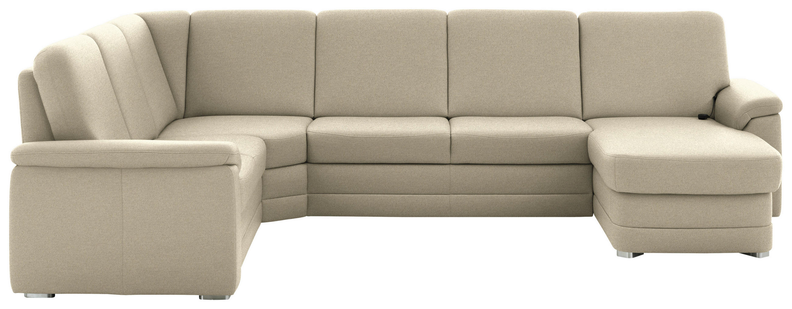 WOHNLANDSCHAFT Chenille Sandfarben  - Sandfarben/Alufarben, Konventionell, Holz/Textil (235/329/160cm) - Beldomo Comfort