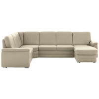 WOHNLANDSCHAFT  in Chenille Sandfarben  - Sandfarben/Alufarben, KONVENTIONELL, Holz/Textil (235/329/160cm) - Beldomo Comfort