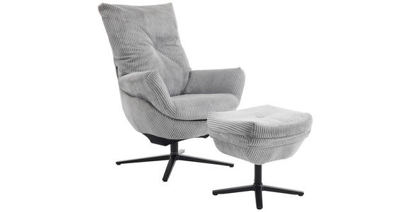 RELAXSESSELSET Cord Relaxfunktion, Hocker    - Schwarz/Grau, Design, Textil/Metall (77/100/78cm) - Carryhome