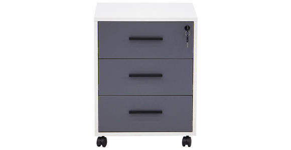 ROLLCONTAINER 43/56/43.5 cm  - Schwarz/Weiß, Basics, Holzwerkstoff/Kunststoff (43/56/43.5cm) - Carryhome