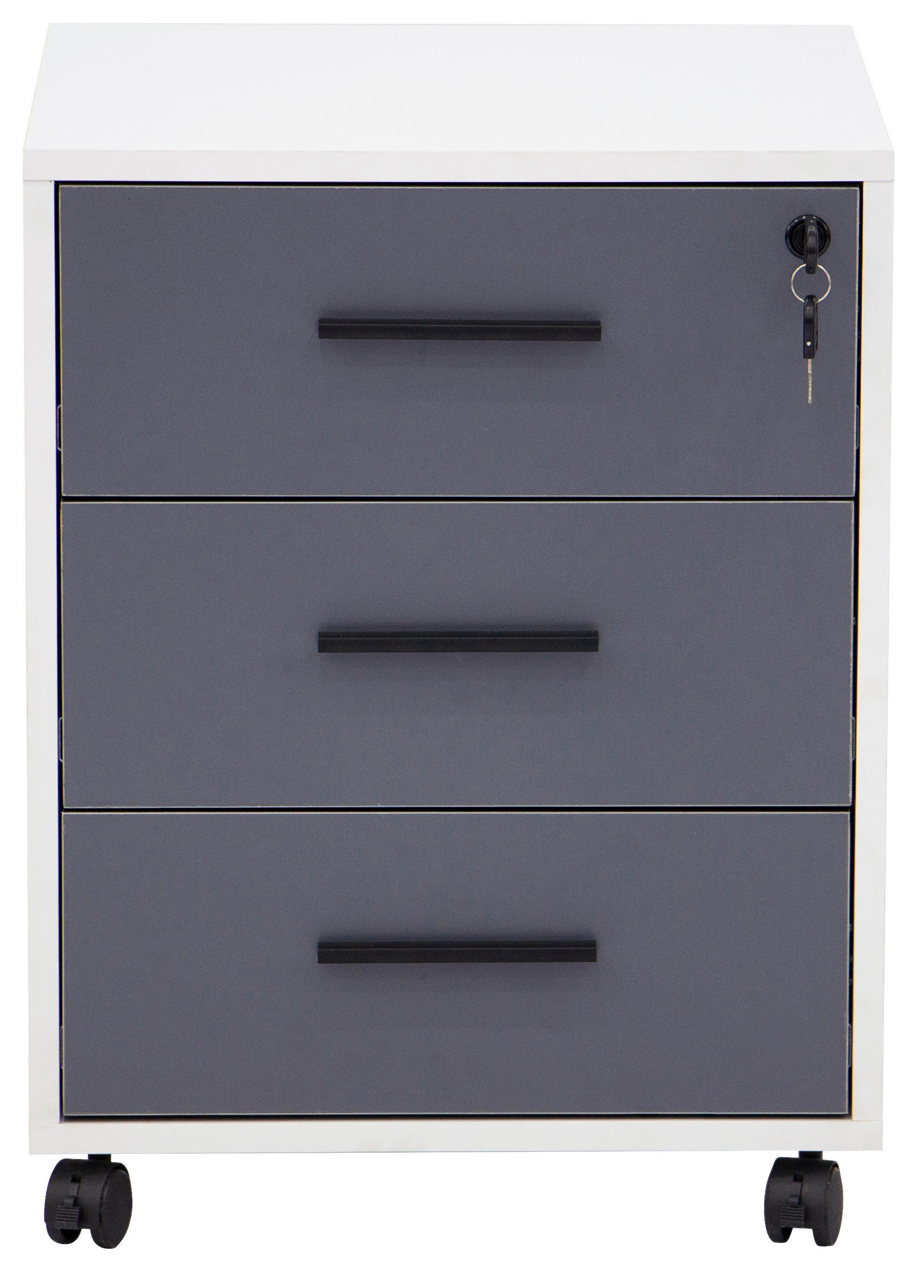 ROLLCONTAINER 43/56/43.5 cm  - Schwarz/Weiß, Basics, Holzwerkstoff/Kunststoff (43/56/43.5cm) - Carryhome