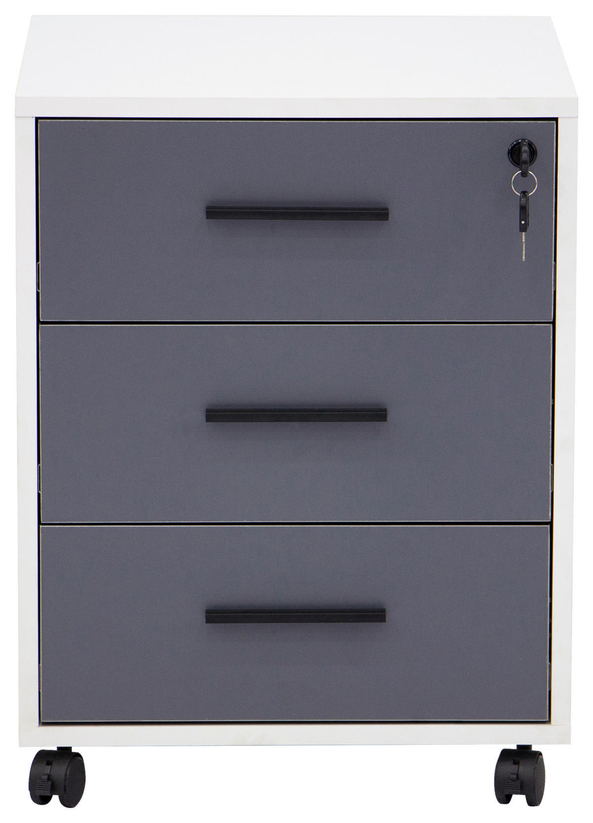 ROLLCONTAINER 43/56/43.5 cm  - Schwarz/Weiß, Basics, Holzwerkstoff/Kunststoff (43/56/43.5cm) - Carryhome