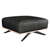 HOCKER Echtleder Schwarz  - Schwarz, Design, Leder/Metall (95/46/80cm) - Livetastic
