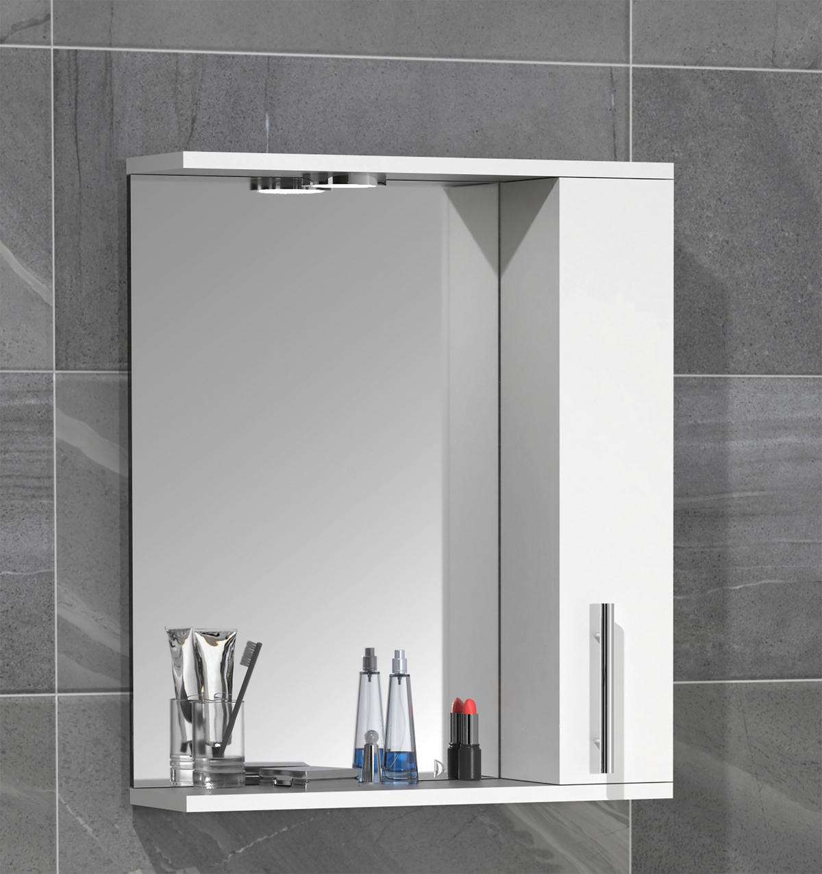 ARMOIRE À MIROIR 50/60/14 cm  - Weiss/Silberfarben, Modern, Glas/Holzwerkstoff (50/60/14cm) - MID.YOU