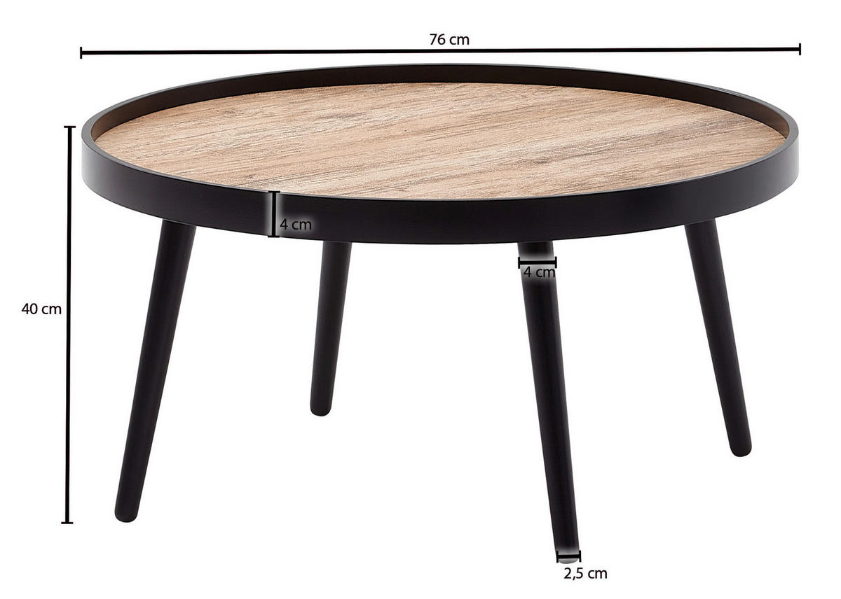 KLUBSKA MIZA, črna  - črna, Moderno, leseni material/les (76/76/40cm) - MID.YOU