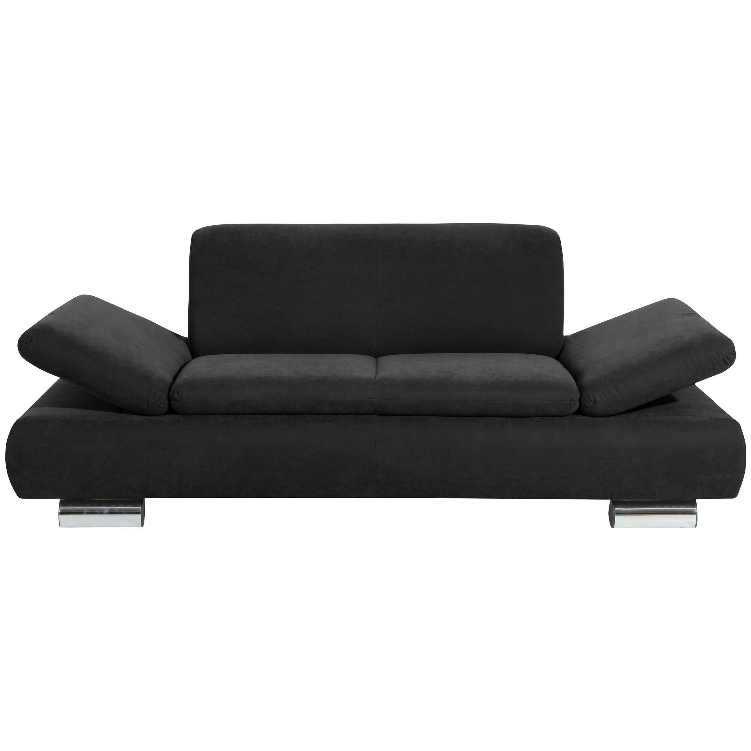 ZWEISITZER-SOFA Velours Schwarz - Schwarz, Design, Textil/Metall (190/76/90cm) - Max Winzer