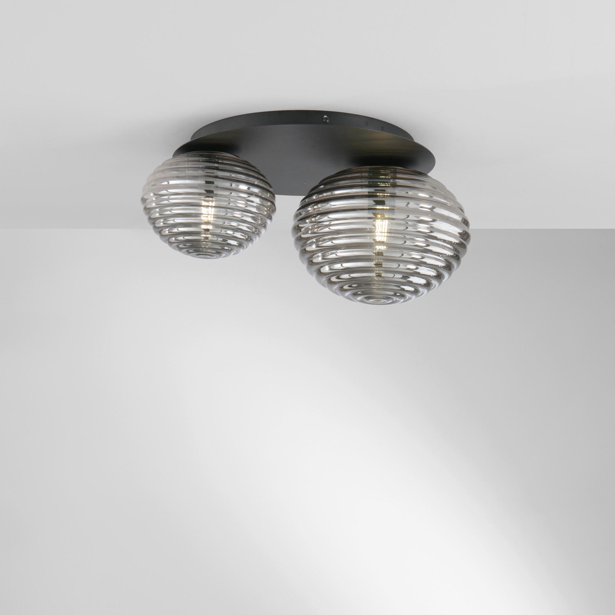 Thumbnail - Deckenleuchte Luce Ambiente e Design, Schwarz, Metall, Glas, rund,rund, 45x35x21.5 cm, gleichmäßige Lichtverteilung, Lam...