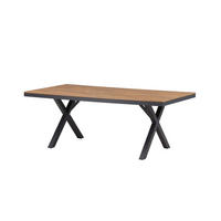 GARTENTISCH Metall, Holzwerkstoff Schwarz, Hellbraun rechteckig  - Hellbraun/Schwarz, MODERN, Holzwerkstoff/Metall (200/100/74cm) - Gardenson