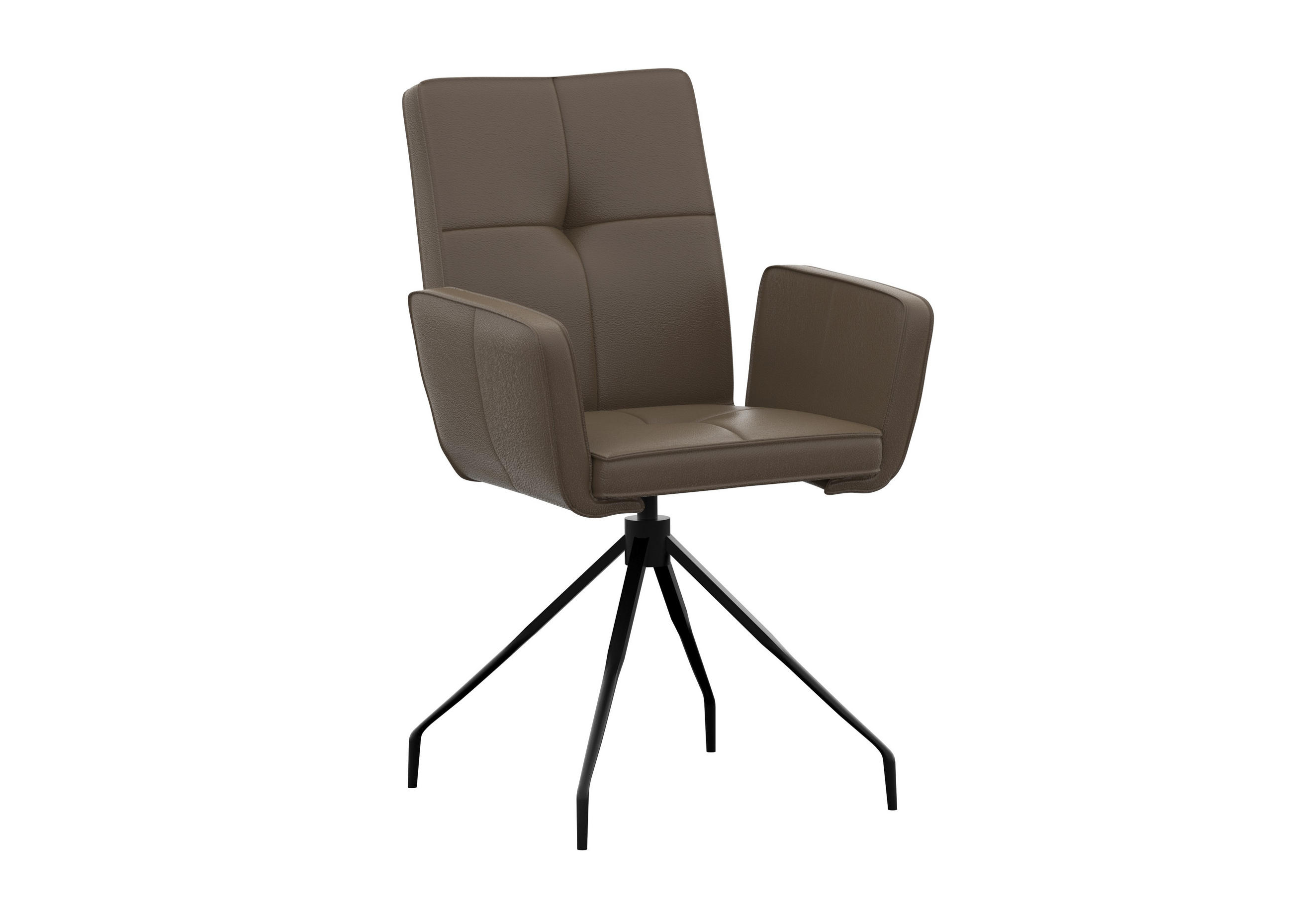 ARMLEHNSTUHL  in Stahl Echtleder pigmentiert  - Schwarz/Grau, Design, Leder/Metall (65/91/58cm) - Moderano