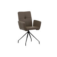 ARMLEHNSTUHL  in Stahl Echtleder pigmentiert  - Schwarz/Grau, Design, Leder/Metall (65/91/58cm) - Moderano