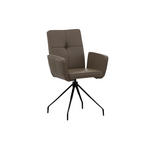 ARMLEHNSTUHL  Lederauswahl, Sitzfläche 180° drehbar  Echtleder  - Schwarz/Grau, Design, Leder/Metall (65/91/58cm) - Moderano