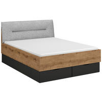 BETT 140/200 cm  in Graphitfarben, Grau, Eiche Artisan  - Graphitfarben/Eiche Artisan, Trend, Textil (140/200cm) - Stylife