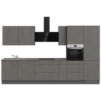 KÜCHENBLOCK 360 cm   in Schieferfarben  - Schieferfarben/Edelstahlfarben, MODERN, Holzwerkstoff/Metall (360cm) - Nobilia