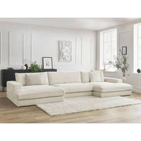 WOHNLANDSCHAFT LEONARD Beige Cord  - Beige/Schwarz, MODERN, Kunststoff/Textil (159/404/159cm)