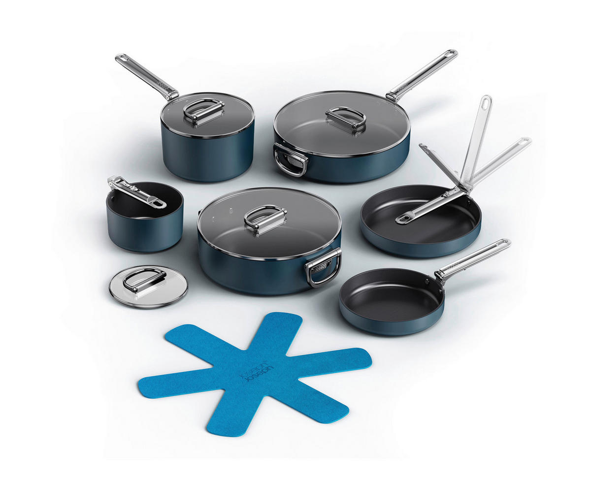 KOCHTOPFSET Space 6-teilig  - Blau, Basics, Glas/Kunststoff - Joseph Joseph
