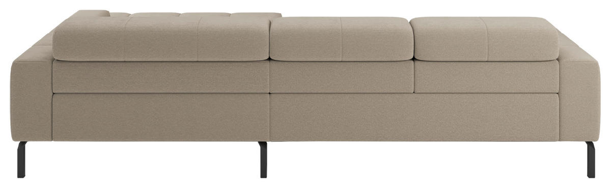 ECKSOFA Sandfarben Feincord Rücken echt, Kopfteilverstellung, Sitztiefenverstellung  - Sandfarben/Schwarz, KONVENTIONELL, Textil/Metall (293/226cm) - Hom`in