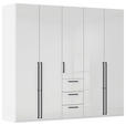 DREHTÜRENSCHRANK 251/235/61 cm,  in Weiß, Weiß Hochglanz, 5-türig  - Weiß Hochglanz/Schwarz, Basics, Holzwerkstoff/Metall (251/235/61cm) - Novel