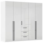 DREHTÜRENSCHRANK 251/223/61 cm,  in Weiß, Weiß Hochglanz, 5-türig  - Weiß Hochglanz/Schwarz, Basics, Holzwerkstoff/Metall (251/223/61cm) - Novel