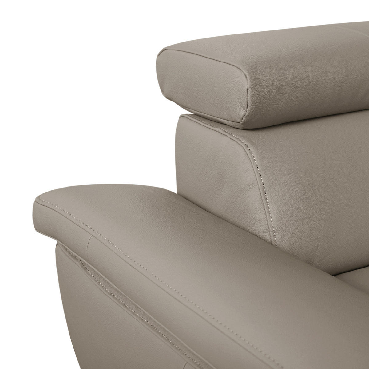 ECKSOFA Hellgrau Echtleder Lederlook  - Chromfarben/Hellgrau, Design, Leder/Textil (248/208cm) - Livetastic