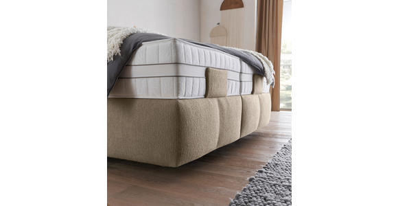 BOXSPRINGBETT 180/200 cm,  in Beige, Matratze, Topper, motorische Verstellbarkeit, Fernbedienung, unterschiedliche Matratzenhärtegrade je Bettseite, H2 + H3 = mittel + fest  - Beige/Schwarz, KONVENTIONELL, Kunststoff/Textil (180/200cm) - Voleo