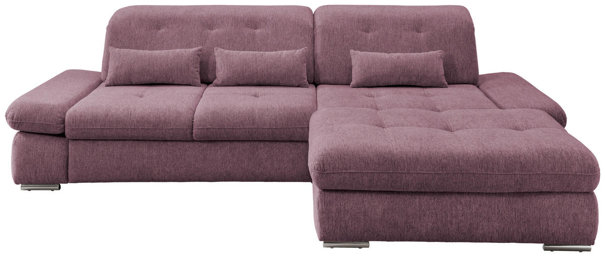 ECKSOFA in Chenille Brombeere  - Chromfarben/Brombeere, Design, Textil/Metall (300/196cm) - Livetastic