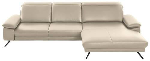 ECKSOFA in Echtleder Creme  328/193 cm  - Creme/Schwarz, Design, Leder/Metall (328/193cm) - Dieter Knoll