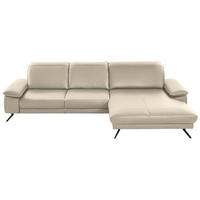 ECKSOFA in Echtleder Creme  - Creme/Schwarz, Design, Leder/Metall (328/193cm) - Dieter Knoll