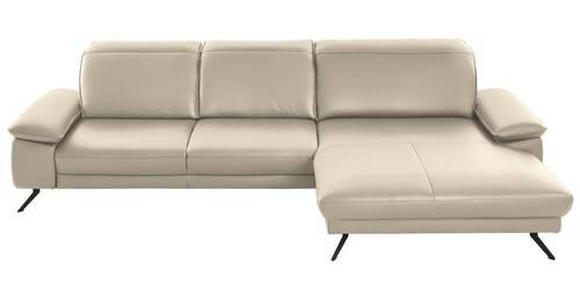 ECKSOFA in Echtleder Creme  - Creme/Schwarz, Design, Leder/Metall (328/193cm) - Dieter Knoll