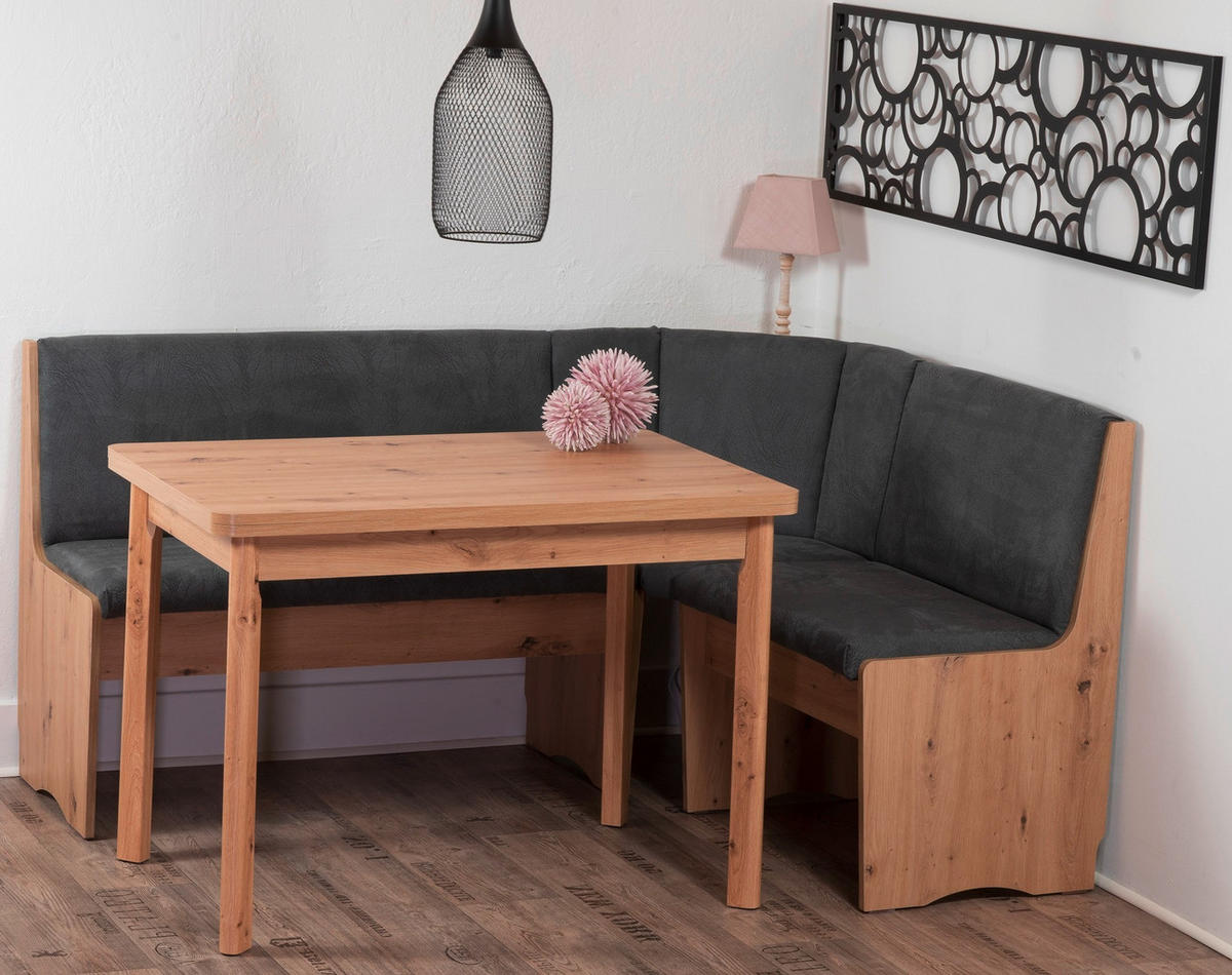 ECKBANKGRUPPE Mikrofaser Eiche Artisan, Grau  - Eiche Artisan/Grau, KONVENTIONELL, Holz/Textil (125/89/165cm) - MID.YOU
