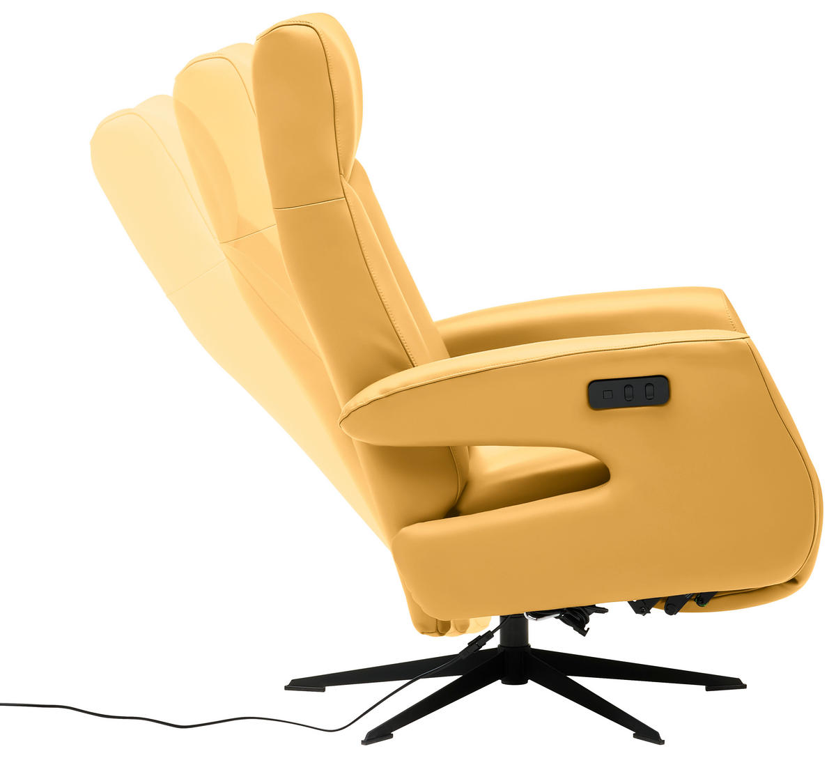 RELAXSESSEL in Leder Gelb  - Gelb/Schwarz, Design, Leder/Metall (74/105/82cm) - Welnova